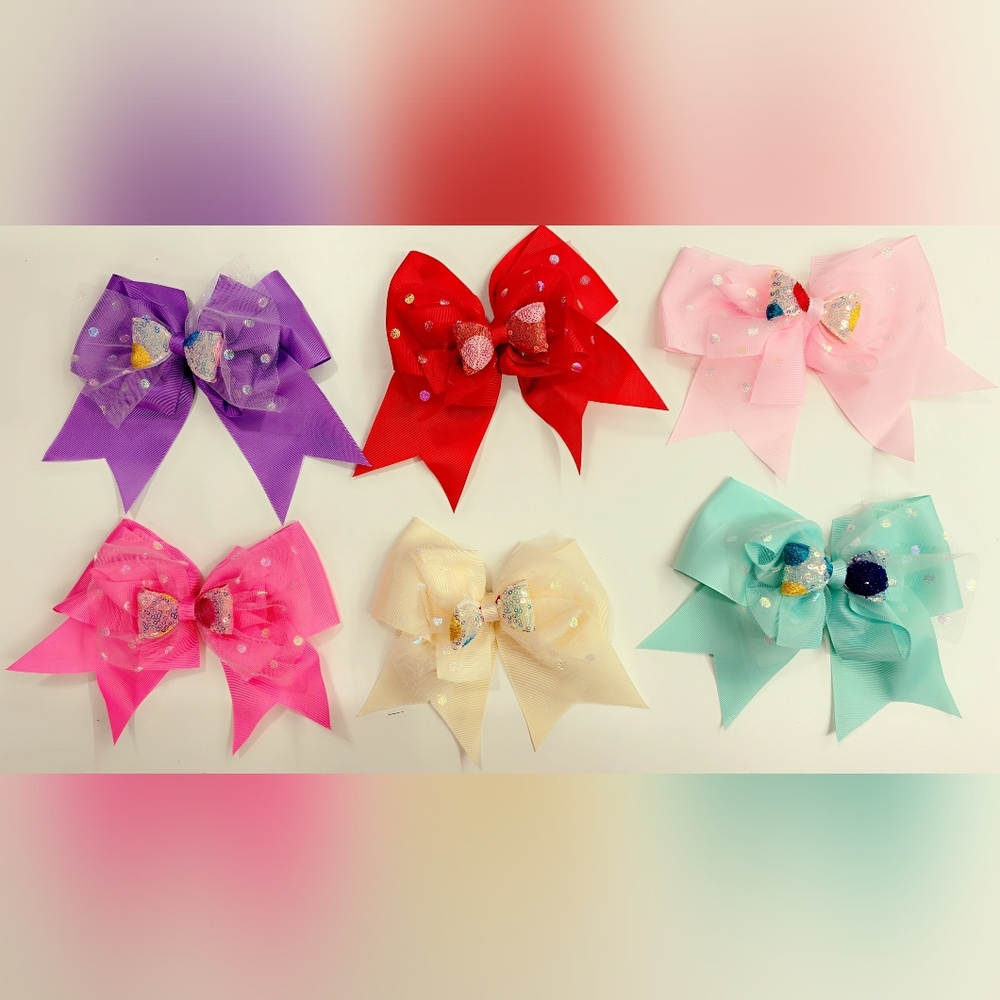 6-Beautiful Colorful Hairbow Set